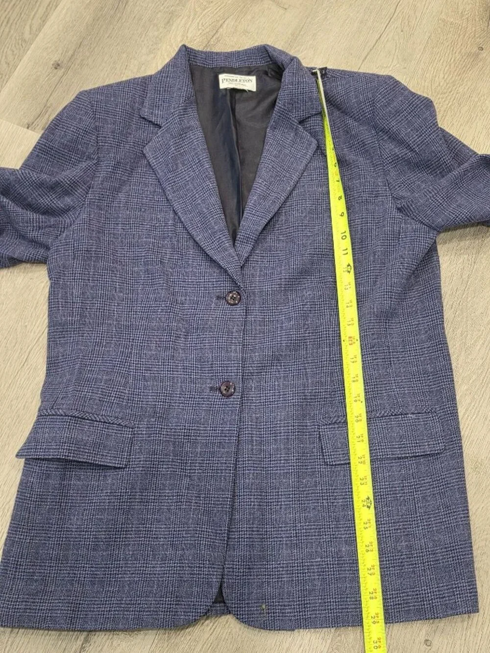 Pendleton Womens Tall Blue Plaid Virgin Wool Blazer Jacket Size 10